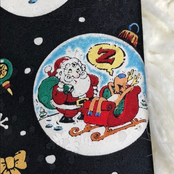 NWT Silk Tie Santa Tie Christmas Tie John Ashford Santa Christmas Holiday Black - Picture 4 of 11